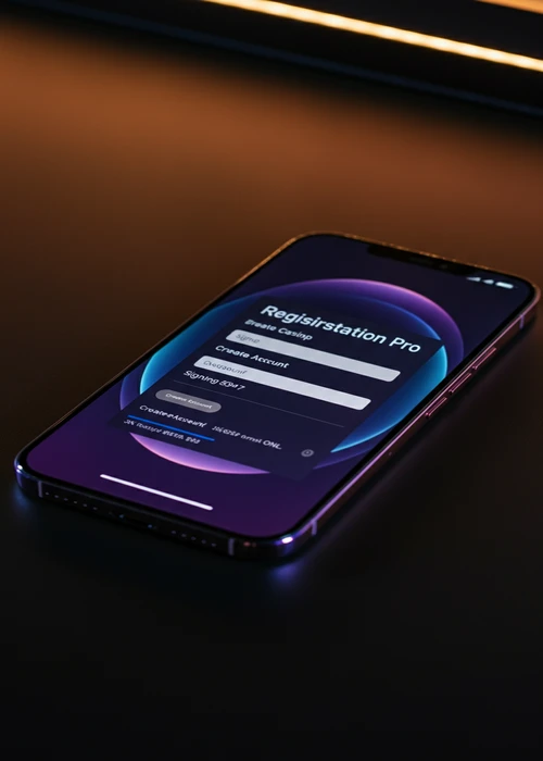 Illustratie van het Justbit Casino registratieformulier met de drie eenvoudige stappen, klaar voor nieuwe spelers om zich aan te melden en te beginnen met spelen.